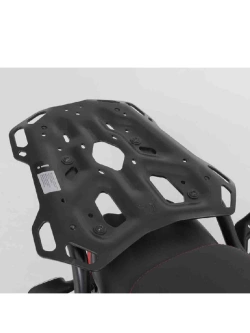 Zestaw: kufer centralny srebrny TRAX ADV + stelaż Adventure-rack SW-Motech Moto Guzzi V85 TT Strada (24-) [poj.: 38 L]
