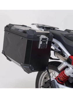 Zestaw: kufry boczne 37/45 + kufer centralny + stelaże TRAX ADV SW-Motech Moto Guzzi V85 TT (24-) czarne
