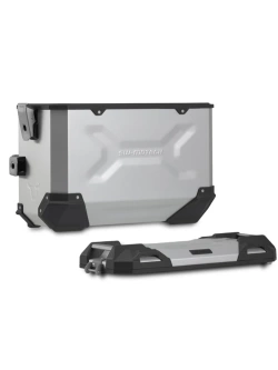 Zestaw: kufry boczne TRAX ADV + stelaże PRO SW-Motech KTM (wybrane modele) srebrne [poj.: 2 x 45 L]