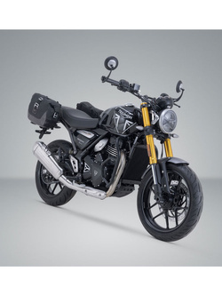 Zestaw: sakwa boczna Legend Gear LC1 + LC2 ze stelażami SW-Motech Triumph Scrambler 400 X (24-)/ Speed 400 (24-) czarno-brązowe [poj.: 9,8l + 13,5l]