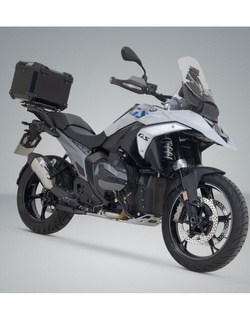 Zestaw: kufer centralny czarny TRAX ADV + stelaż Adventure-rack SW-Motech BMW R 1300 GS (23-)/ Adventure (24-) [poj.: 38 L, do oryginalnego mocowania BMW]