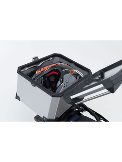 Zestaw: kufer centralny srebrny TRAX ADV + stelaż Adventure-rack SW-Motech Royal Enfield Himalayan 450 (23-) [poj.: 38l]