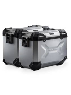 Zestaw: kufry boczne TRAX ADV + stelaże PRO SW-Motech KTM (wybrane modele) srebrne [poj.: 2 x 45 L]