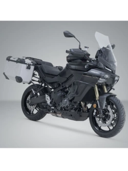 Zestaw: kufry boczne TRAX ADV + stelaże PRO SW-Motech Yamaha Tracer 9/ GT/ GT+ (24-) srebrne [poj.: 2 x 45 L]
