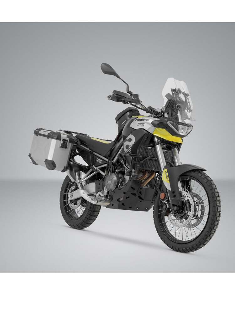 Zestaw: kufry boczne TRAX ADV + stelaże PRO 45/37 L Sw-Motech Aprilia Tuareg 660 (21-)/ Rally (24-) (pojemność 37 i 45 L) srebrne