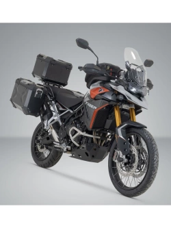 Zestaw: kufry boczne 45/37L + kufer centralny 38L TRAX ADV+ stelaże SW-Motech Triumph Tiger 900 GT/ Pro, Rally Pro (23-) czarne