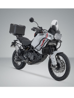 Zestaw: kufer centralny czarny TRAX ADV + stelaż Adventure-rack SW-Motech Ducati DesertX (22-)/ Rally (23-) [pojemność: 38 L]