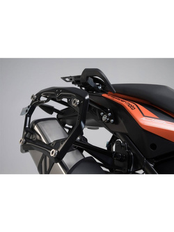 Zestaw: kufry boczne 45/37L + kufer centralny 38L TRAX ADV+ stelaże SW-MOTECH do motocykla Honda CRF1000L Africa Twin (15-17) srebrne