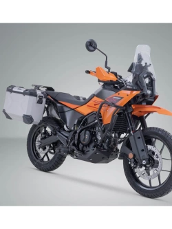 Zestaw: kufry boczne + stelaże PRO TRAX ADV SW-Motech KTM (wybrane modele) srebrne [poj.: 2 x 37 L]