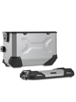 Zestaw: kufry boczne TRAX ADV + stelaże PRO 45/37 L Sw-Motech Aprilia Tuareg 660 (21-)/ Rally (24-) (pojemność 37 i 45 L) srebrne