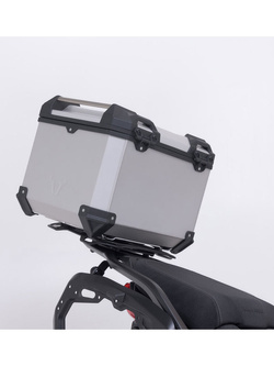 Zestaw: kufer centralny srebrny TRAX ADV + stelaż Adventure-rack SW-Motech Moto Guzzi Stelvio (23-) [poj.: 38l]