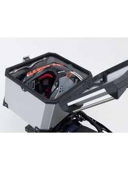 Zestaw: kufer centralny TRAX ADV + stelaż Adventure-rack SW-Motech Suzuki SV 650/ S (03-08)/ SV 1000/ S (03-05) [poj.: 38 l] srebrny