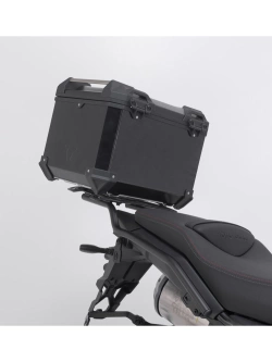 Zestaw: kufer centralny srebrny TRAX ADV + stelaż Adventure-rack SW-Motech Moto Guzzi V85 TT Strada (24-) [poj.: 38 L]
