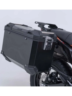 Zestaw: kufry boczne TRAX ADV + stelaże PRO SW-Motech KTM (wybrane modele) czarne [poj.: 2 x 45 L]