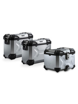 Zestaw: kufry boczne 45/37L + kufer centralny 38L TRAX ADV+ stelaże SW-MOTECH do motocykla Benelli TRK 502 X (18-) srebrne