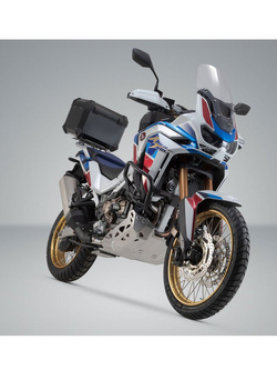 Zestaw: kufer centralny czarny TRAX ADV + stelaż Adventure-rack SW-Motech Honda CRF1100 L Africa Twin/ Adventure Sports (19-), CRF1100 L Africa Twin ES / Adventure Sport ES (23-) [pojemność 38 L] czarny