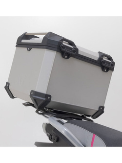 Zestaw: kufer centralny srebrny TRAX ADV + stelaż Adventure-rack SW-Motech CF Moto 450 MT (24-) [poj.: 38l]