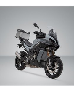 Zestaw: kufer centralny srebrny TRAX ADV + stelaż Adventure-rack SW-Motech BMW S 1000 XR (19-) [pojemność: 38 L] srebrny