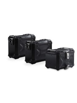 Zestaw: kufry boczne 45/37L + kufer centralny 38L TRAX ADV+ stelaże SW-MOTECH do motocykla Honda CRF1000L Africa Twin (15-17) czarne