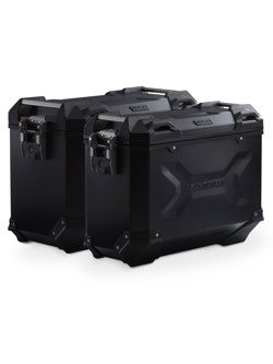 Zestaw: kufry boczne TRAX ADV + stelaże EVO SW-MOTECH 37/45 L do motocykla Triumph Tiger 1050 (06-12) [pojemność 37 i 45 L] czarne