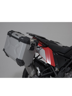 Zestaw: kufry boczne TRAX ADV + stelaże PRO SW-MOTECH 45/45L do motocykla Yamaha Ténéré 700 (19-22) [pojemność 2 x 45 L] srebrne