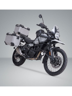 Zestaw: kufry boczne 45/45l + kufer centralny TRAX ADV + stelaże SW-Motech Royal Enfield Himalayan 450 (23-) srebrne