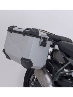 Zestaw: kufry boczne 45/45l + kufer centralny TRAX ADV + stelaże SW-Motech Royal Enfield Himalayan 450 (23-) srebrne