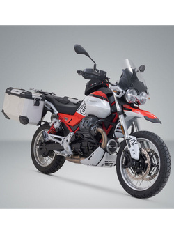 Zestaw: kufry boczne + stelaże PRO TRAX ADV SW-Motech Moto Guzzi V85 TT/ Strada/ Travel (24-) srebrne [poj.: 45 + 37 L]